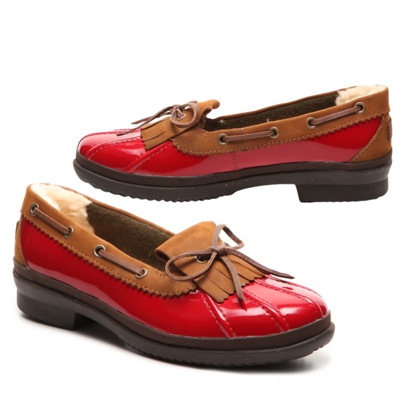 🛍 New! UGG HAYLIE RAIN RED LOAFER SHOE 6.5